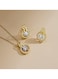 Gold Color Tone Circle Crystal Pendant Necklace and Earring Set