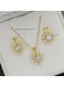 Gold Color Tone Circle Crystal Pendant Necklace and Earring Set