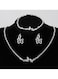 Silver Color Tone Crystal Butterfly Jewelry Set Necklace, Bracelet &amp; Earrings
