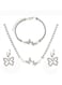 Silver Color Tone Crystal Butterfly Jewelry Set Necklace, Bracelet &amp; Earrings