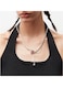 Elegant Heart Pendant Pearl Necklace Adjustable 45+7cm Chain