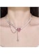 Elegant Heart Pendant Pearl Necklace Adjustable 45+7cm Chain