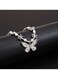 Silver Color Tone Butterfly Pendant Necklace with Small Beads and Mini Butterfly Charms for Women