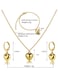 Gold Color Tone Heart Pendant Necklace, Bracelet, and Earrings Jewelry Set