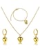 Gold Color Tone Heart Pendant Necklace, Bracelet, and Earrings Jewelry Set