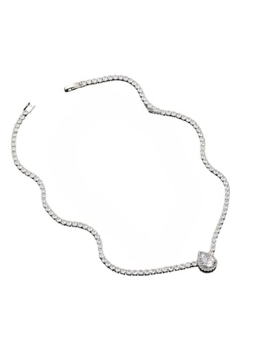 Elegant Crystal Drop Pendant Necklace 42.3cm, Silver Color Tone