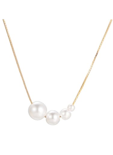 Minimalist Pearl Cluster Pendant Necklace Adjustable Gold Color Chain