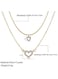Double-Layer Crystal Heart Pendant Necklace Gold-Color Tone, Adjustable Chain