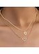 Double-Layer Crystal Heart Pendant Necklace Gold-Color Tone, Adjustable Chain