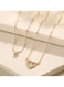 Double-Layer Crystal Heart Pendant Necklace Gold-Color Tone, Adjustable Chain