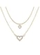 Double-Layer Crystal Heart Pendant Necklace Gold-Color Tone, Adjustable Chain