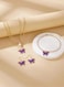 Purple Butterfly Jewelry Set Necklace, Bracelet &amp; Earrings Trio