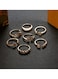 7-Piece Adjustable Gold Tone Color Ring Set for Women &amp; Girls