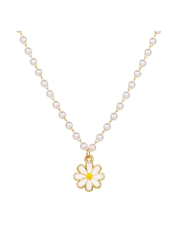 Flower Pearl Beaded Necklace &ndash; Alloy &amp; Acrylic Pendant Jewelry