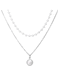 Elegant Silver Color Tone Layered Pearl &amp; Pendant Necklace