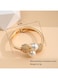 Elegant Bracelet with Faux Pearls &amp; Textured Beads Gold Color Tone