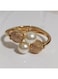 Elegant Bracelet with Faux Pearls &amp; Textured Beads Gold Color Tone