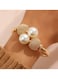 Elegant Bracelet with Faux Pearls &amp; Textured Beads Gold Color Tone
