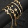 5-Piece Gold Color Crystal Bracelet Set Adjustable, Elegant Design