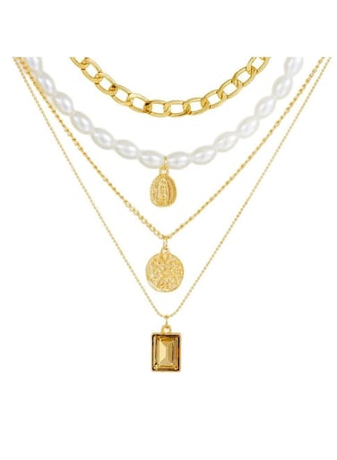 4-Piece Gold Color Tone Layered Necklace Set