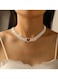Rhinestone Choker Necklace with Heart Pendant Silver Alloy, 33cm + 26.6cm