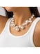 Statement Pearl Beaded Necklace Alloy + Pearl, 42cm + 6cm Extension