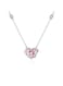 Silver Color Chain Pink Color Crystal Heart Necklace