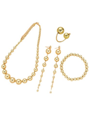 Gold Color Tone Pearl Bead Jewelry Set 5 Pieces
