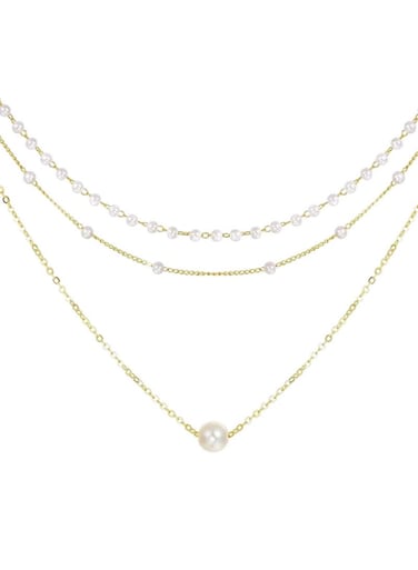 Triple Layer Pearl Choker Necklace