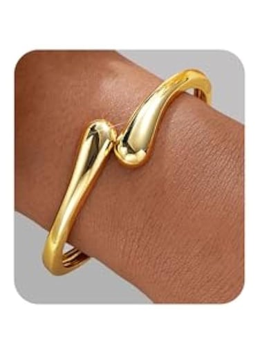 Irregular Wave Cuff Bracelet Gold Color Tone
