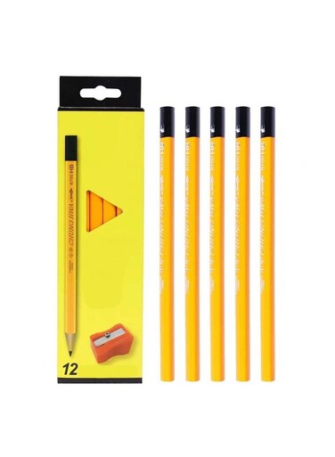 Box of 12 HB Hexagonal Wood Pencils with Sharpener Writing &amp; Drawing Set