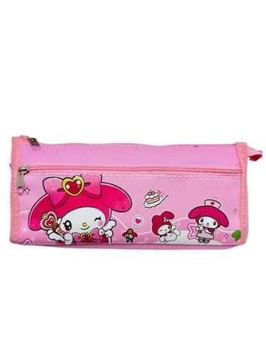 Pink Cartoon Pencil Case Cute Character Design with Dual Zippers
