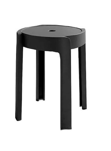 Thickened Plastic Stool for Dining Table &amp; Home Use Stackable, Portable Round Stool (Black, 30cm)