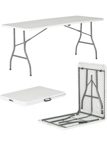 1.2m Outdoor Folding Dining Table Portable Plastic Table with Foldable Legs for 4&ndash;6 People