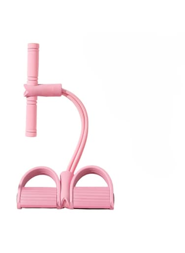 Foot Pedal Puller Sit-Up Assist &ndash; 6 Tube Abdominal Fitness Exerciser for Waist &amp; Legs (Pink)