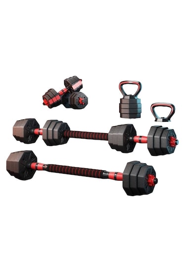 Adjustable Weightlifting Set with Dumbbells, Barbells, and Kettlebell 10KG