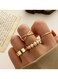 Elegant 4-Piece Gold Color Tone Ring Set with Pearl Accent for Women