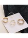 Elegant 4-Piece Gold Color Tone Ring Set with Pearl Accent for Women