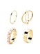 Elegant 4-Piece Gold Color Tone Ring Set with Pearl Accent for Women