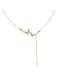Pearl Chain Necklace with Crystal Butterfly &amp; Drop Charm Gold Color Tone