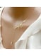Gold Color Elegant Leaf Pearl Pendant Necklace for Women