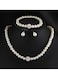 Elegant Pearl Jewelry Set Necklace, Bracelet &amp; Stud Earrings with Crystal Ball Accents