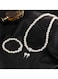 Elegant Pearl Jewelry Set Necklace, Bracelet &amp; Stud Earrings with Crystal Ball Accents