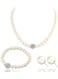 Elegant Pearl Jewelry Set Necklace, Bracelet &amp; Stud Earrings with Crystal Ball Accents