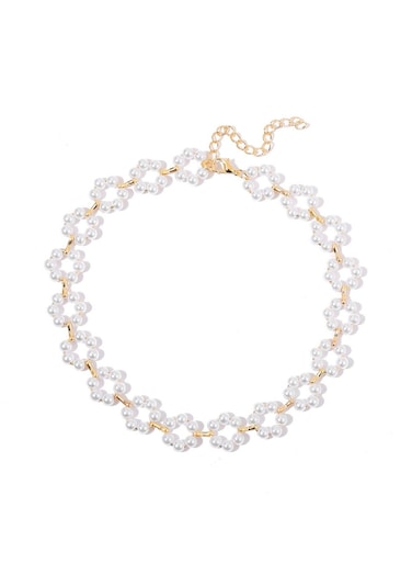 Elegant Pearl Branch Choker Necklace for Women Alloy &amp; Faux Pearl Design