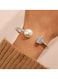 Silver Color Open Cuff Bracelet with Pearl &amp; Rhinestone Detail