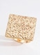 Geometric Gold Color Tone Textured Statement Ring Size 7.7
