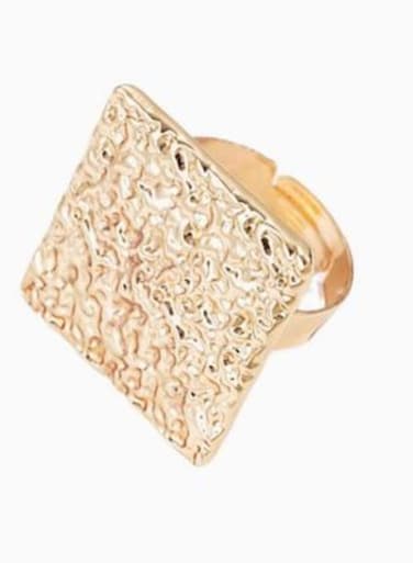 Geometric Gold Color Tone Textured Statement Ring Size 7.7
