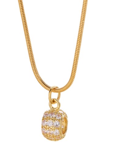 Gold Color Tone Adjustable Round Crystal Pendant Necklace