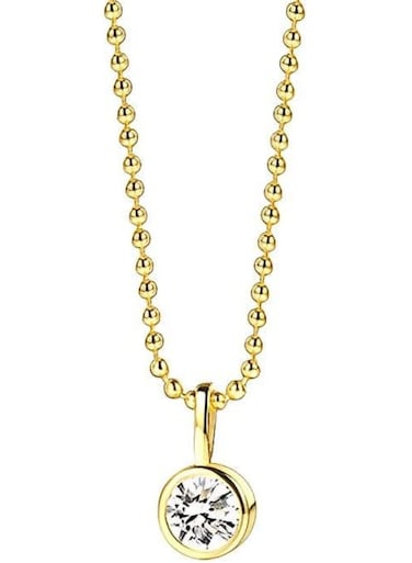 Minimalist Gold Color Tone Crystal Pendant Necklace